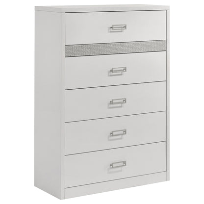 Viana 5-Piece Eastern King Platform Bedroom Set Grey and White High Gloss