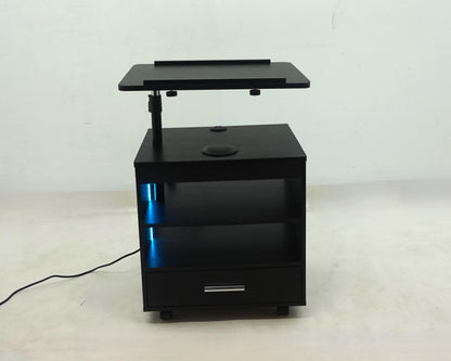 Lerma 1-drawer Adjustable Tray Top Nightstand with Speaker Black Ash