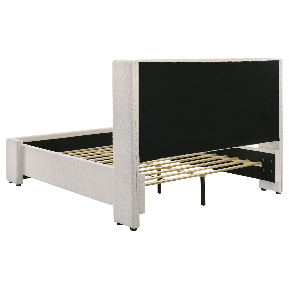 Alamosa Queen Boucle Upholstered Wingback Platform Bed White