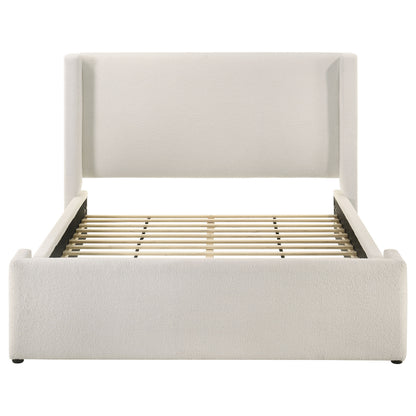 Alamosa Queen Boucle Upholstered Wingback Platform Bed White