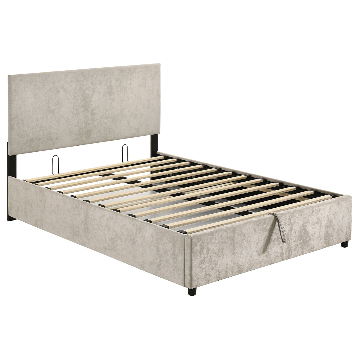 Reeves Upholstered Full Lift-Top Storage Platform Bed Beige
