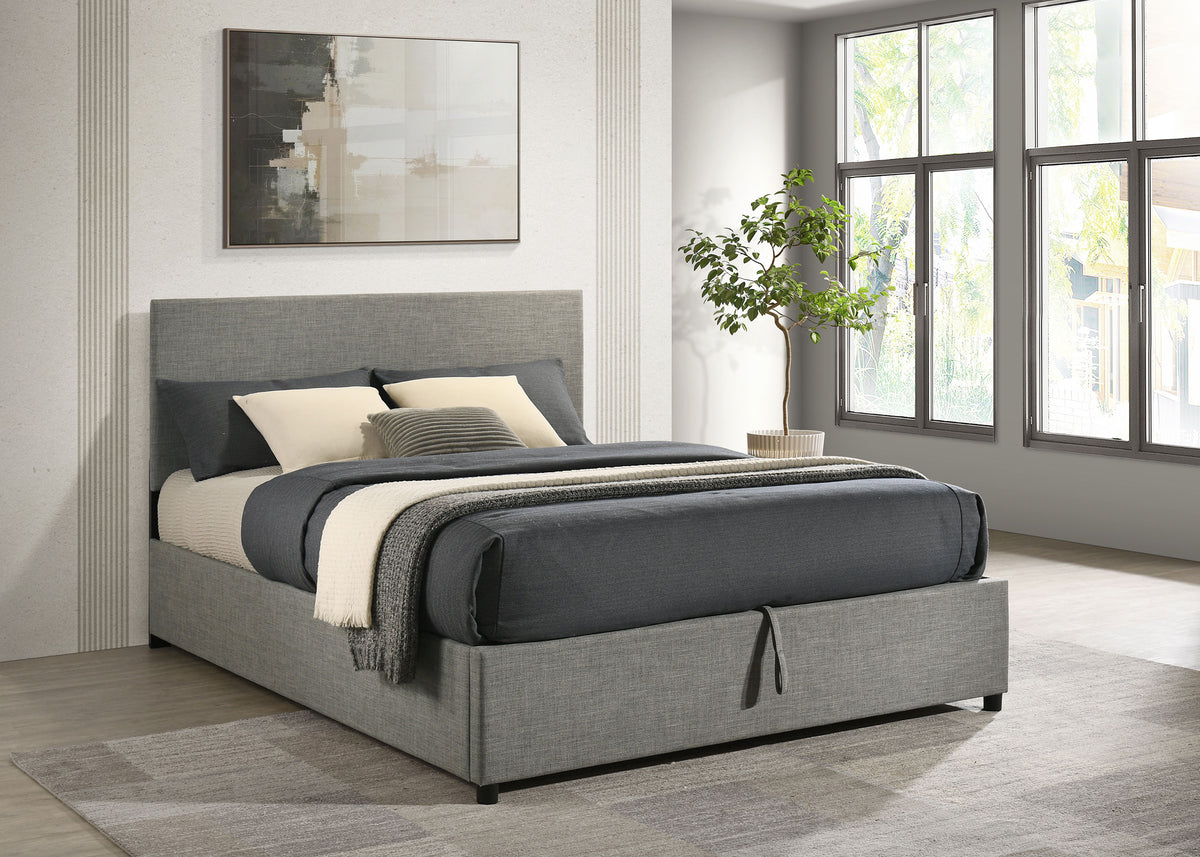 Reeves Upholstered Queen Lift-Top Storage Platform Bed Grey