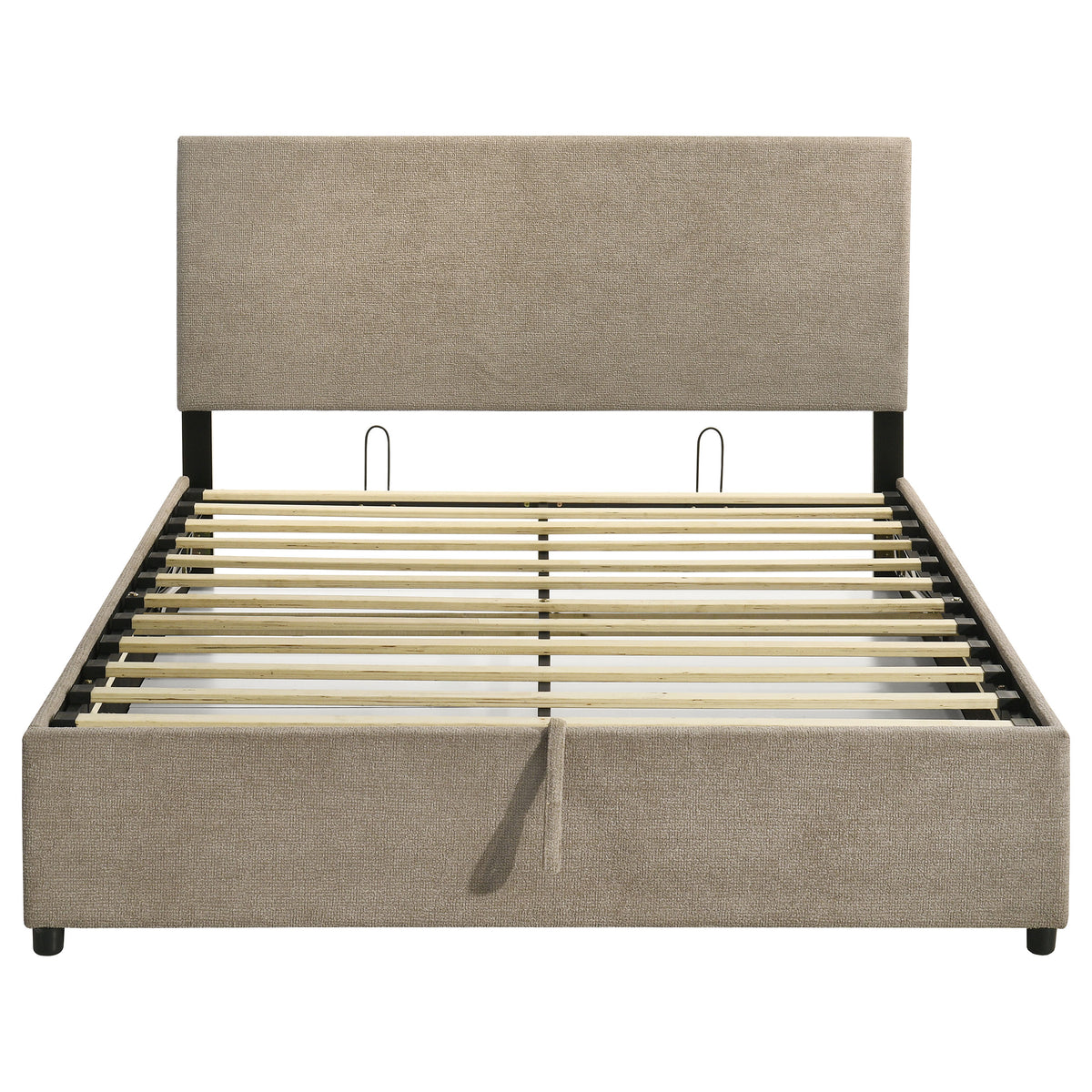 Reeves Upholstered Queen Lift-Top Storage Platform Bed Tan