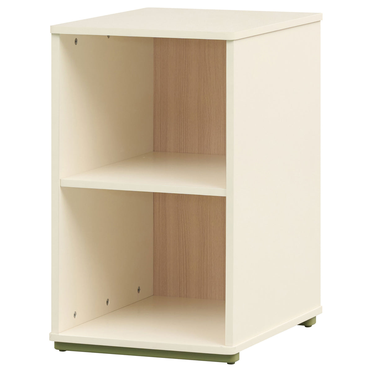 Evren 2-cubby Vertical Bookcase with Natural Interior Off White