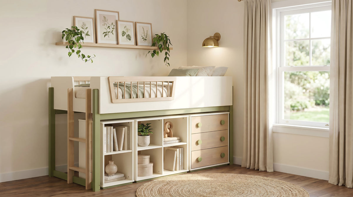 Evren 2-cubby Vertical Bookcase with Natural Interior Off White