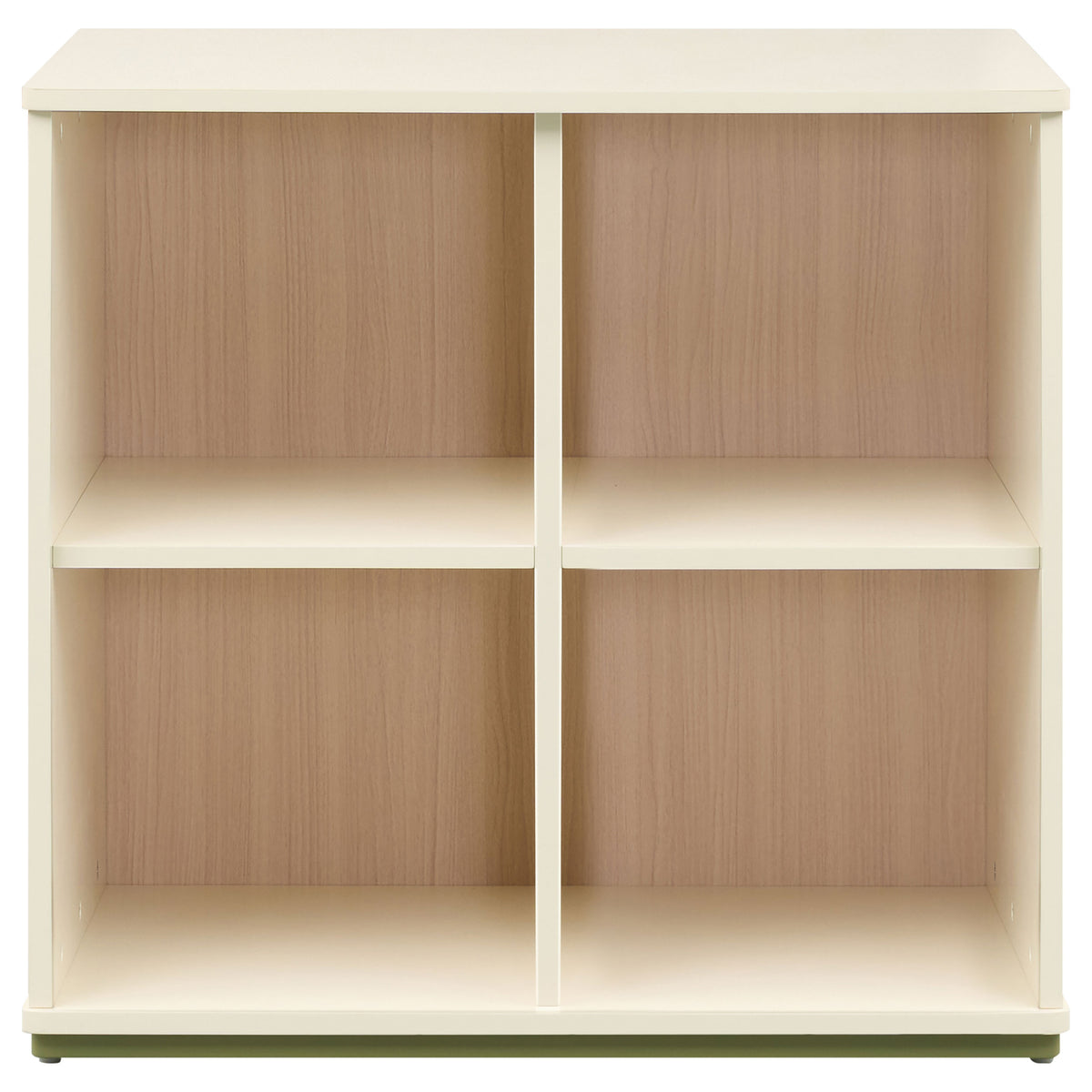 Evren 4-cubby Horizontal Bookcase with Natural Interior Off White