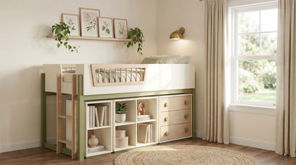 Evren 4-cubby Horizontal Bookcase with Natural Interior Off White