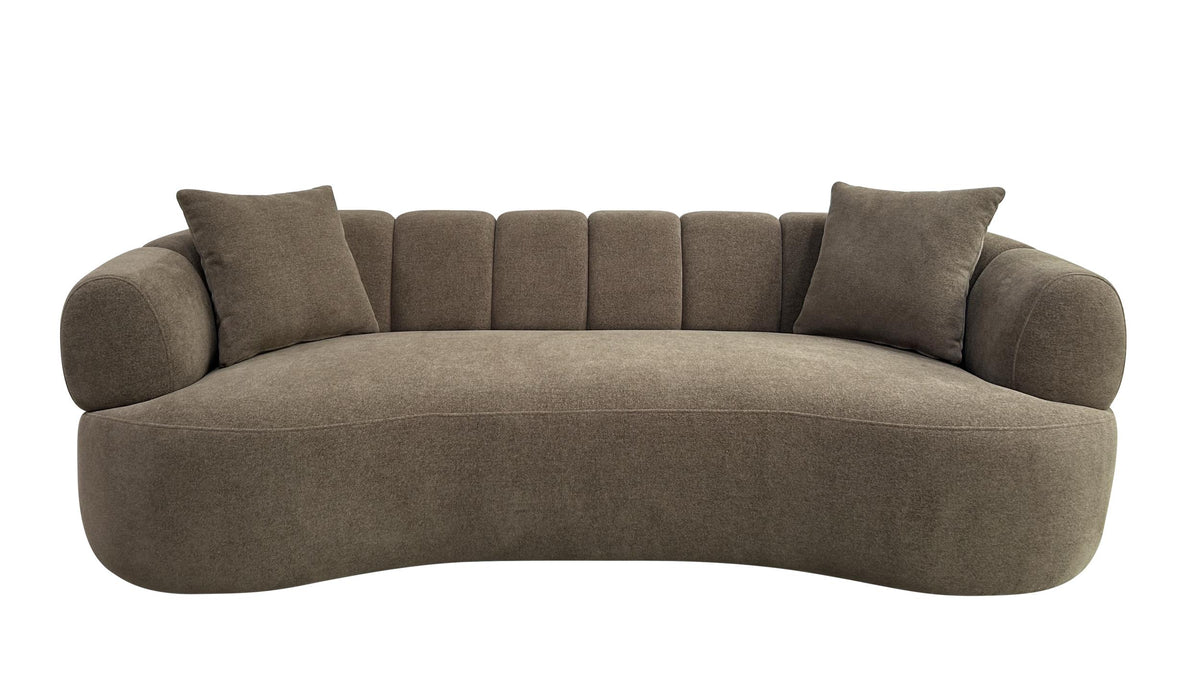 Casarin Fabric Channel-Back Sofa Brown