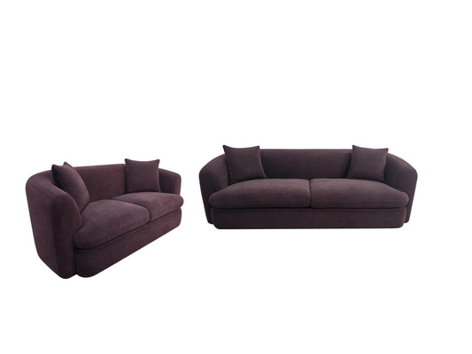 Delroy 2-Piece Stationary Sofa Set Aubergine Polyester Upholstery