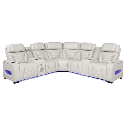 Zuma 3-Piece Dual Power Reclining Sectional with Bluetooth Greige