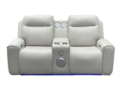 Rojas Dual Power Reclining Loveseat with Bluetooth Speakers Greige