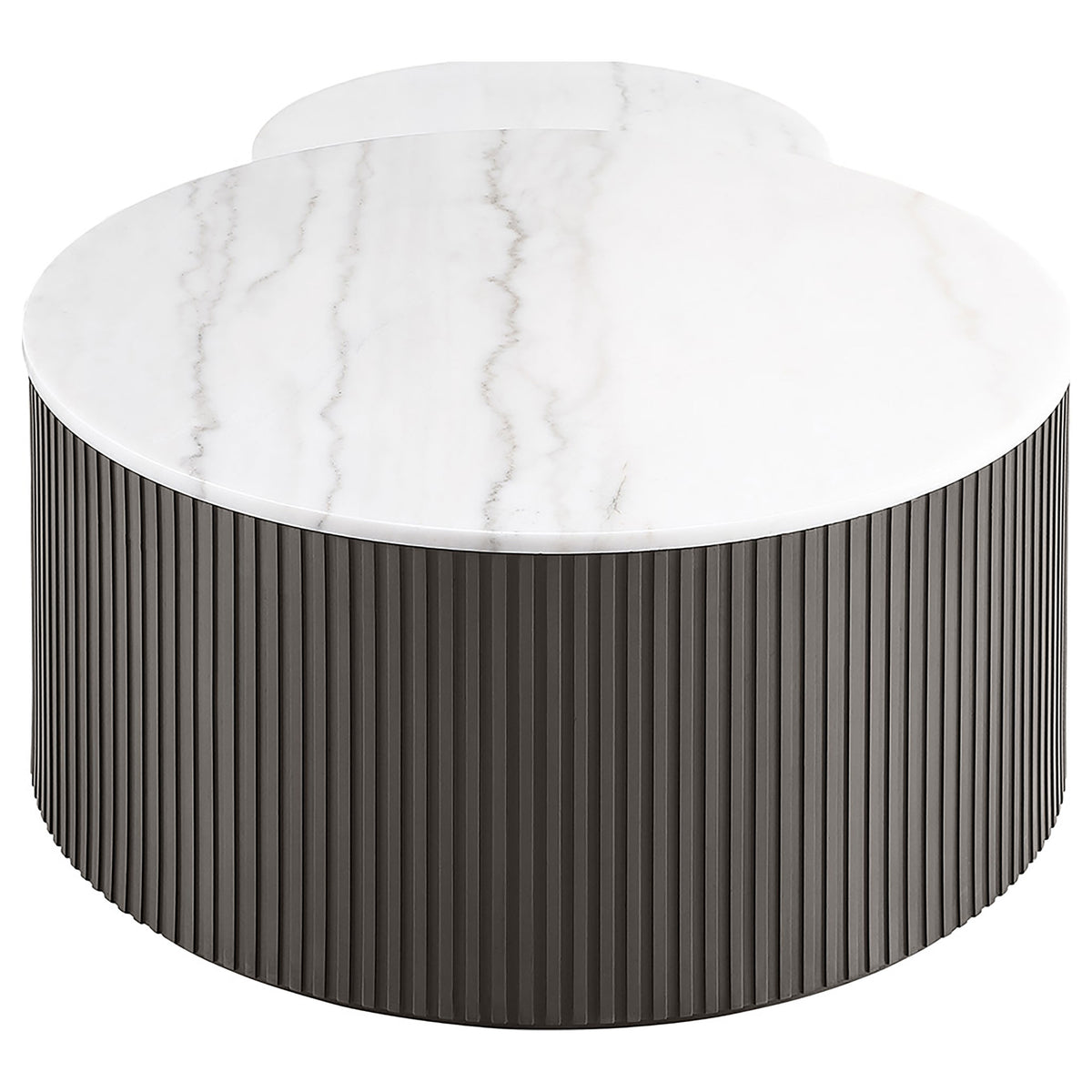 Lowe 2-Piece Round Marble Top Nesting Coffee Table Set Charcoal