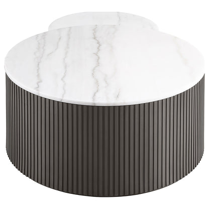 Lowe 2-Piece Round Marble Top Nesting Coffee Table Set Charcoal