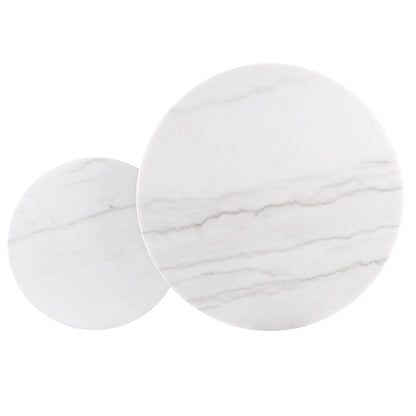 Lowe 2-Piece Round Marble Top Nesting Coffee Table Set Charcoal