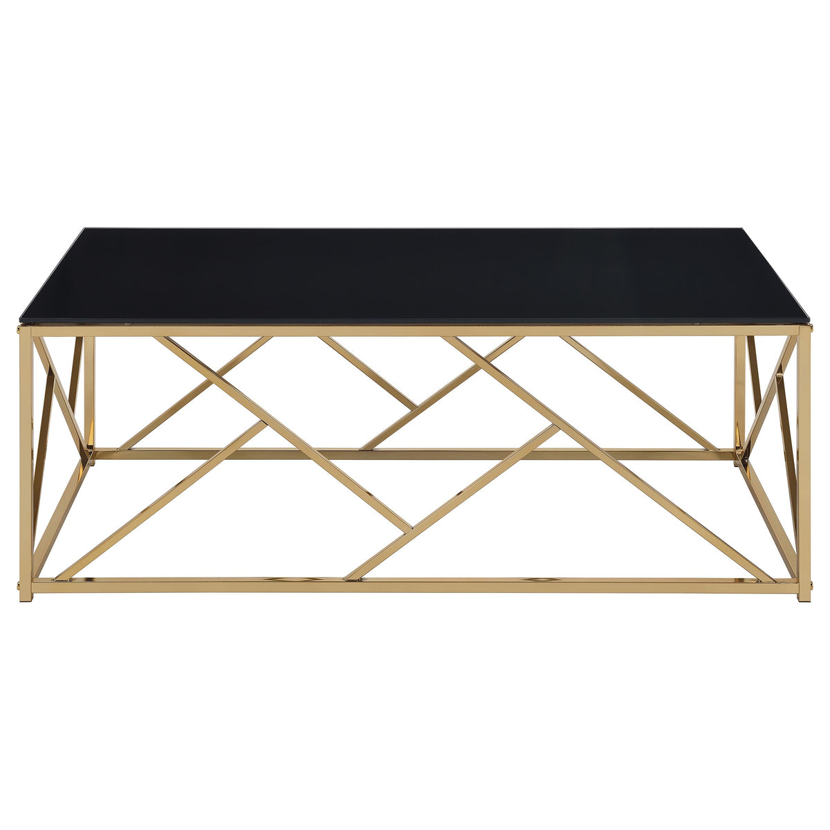Comisso Contemporary 3-Piece Tempered Glass Coffee Table Set Gold