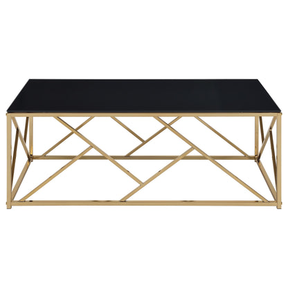 Comisso Contemporary 3-Piece Tempered Glass Coffee Table Set Gold