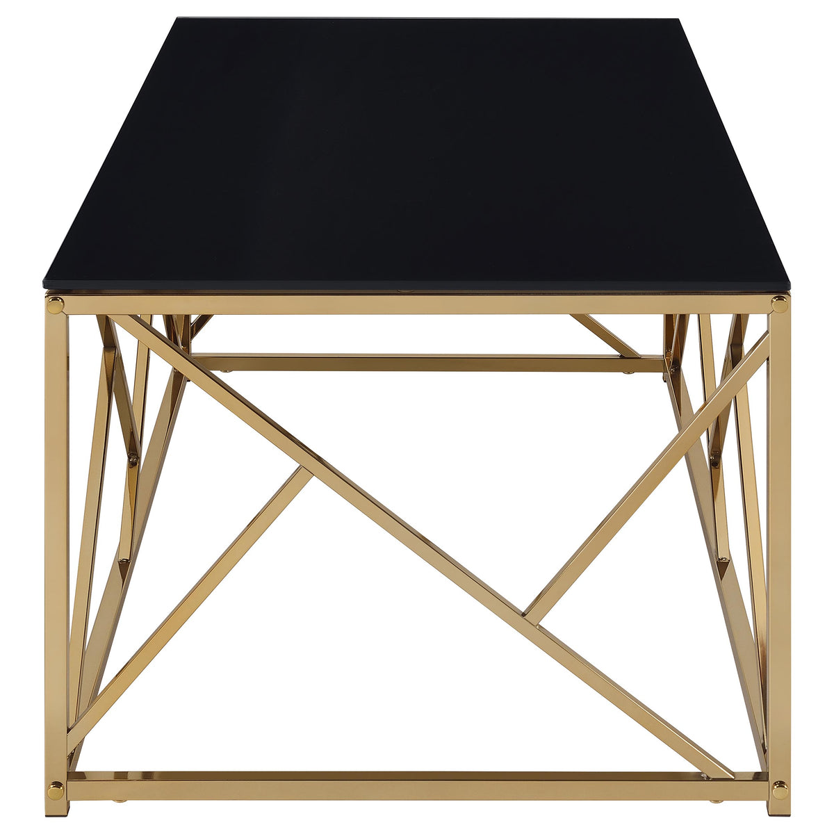 Comisso Contemporary 3-Piece Tempered Glass Coffee Table Set Gold