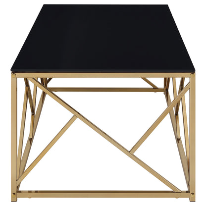 Comisso Contemporary 3-Piece Tempered Glass Coffee Table Set Gold
