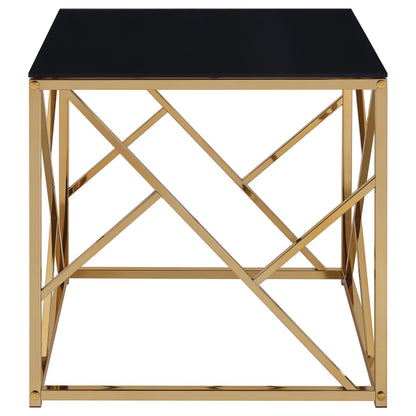Comisso Contemporary 3-Piece Tempered Glass Coffee Table Set Gold