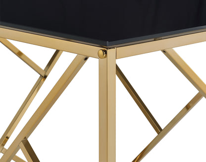 Comisso Contemporary 3-Piece Tempered Glass Coffee Table Set Gold