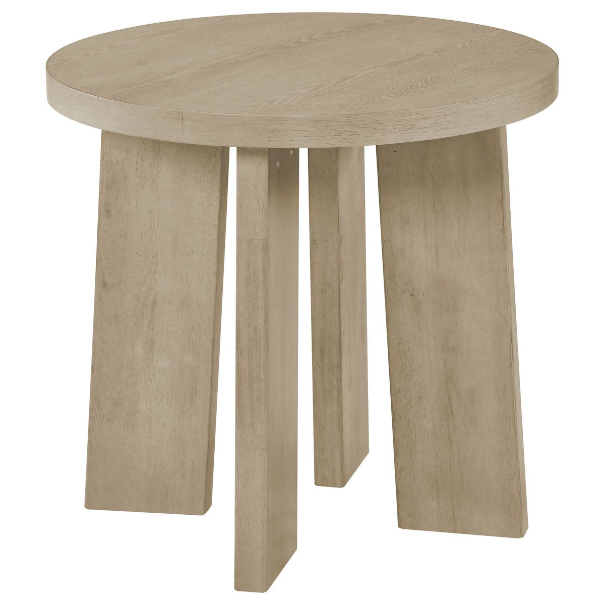 Strouse Contemporary Round End Table in Natural Oak