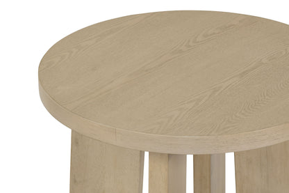 Strouse Contemporary Round End Table in Natural Oak