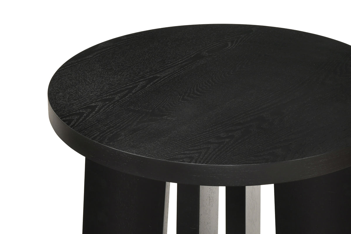 Strouse Contemporary Round End Table in Black