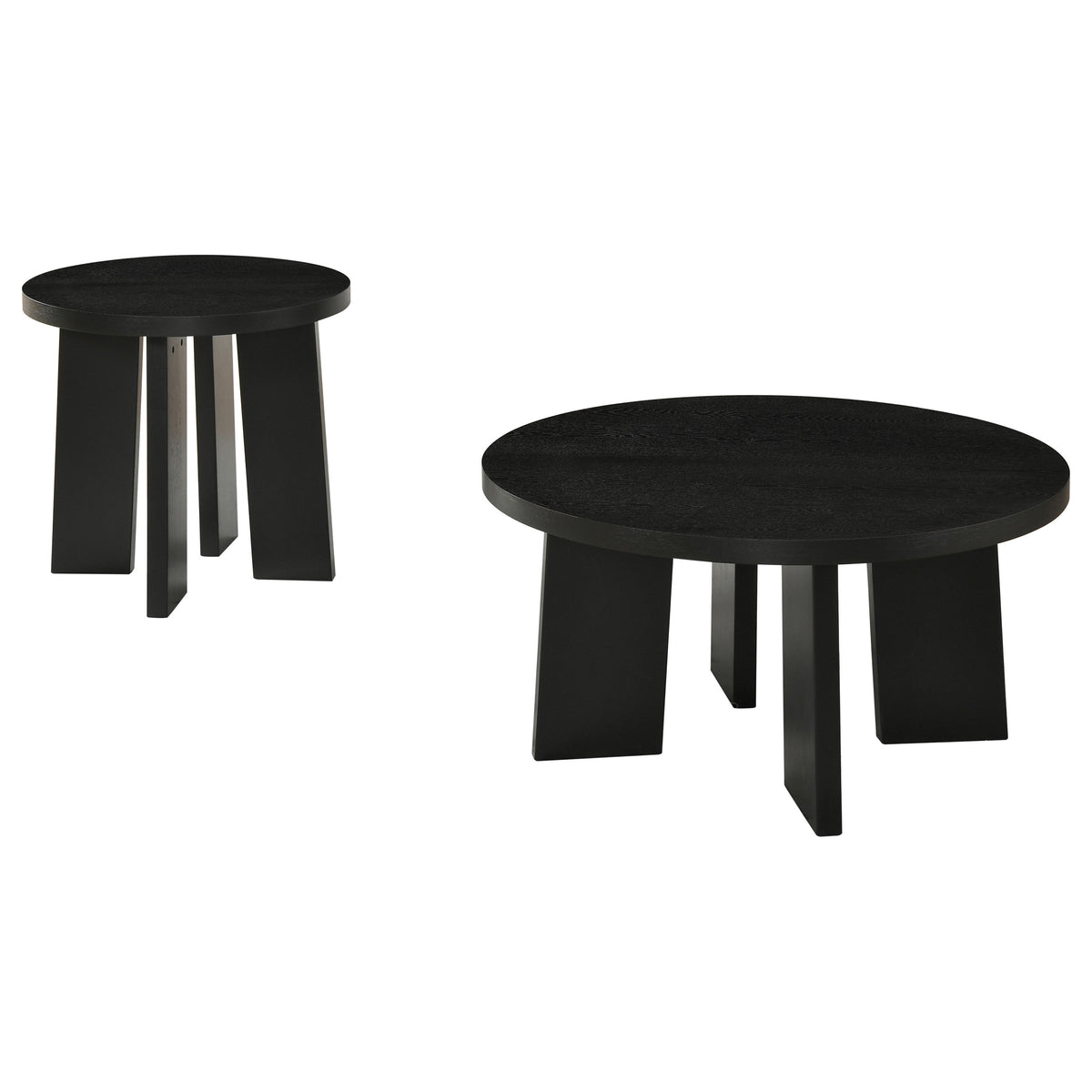 Strouse 2-Piece Round Coffee and End Table Set in Black
