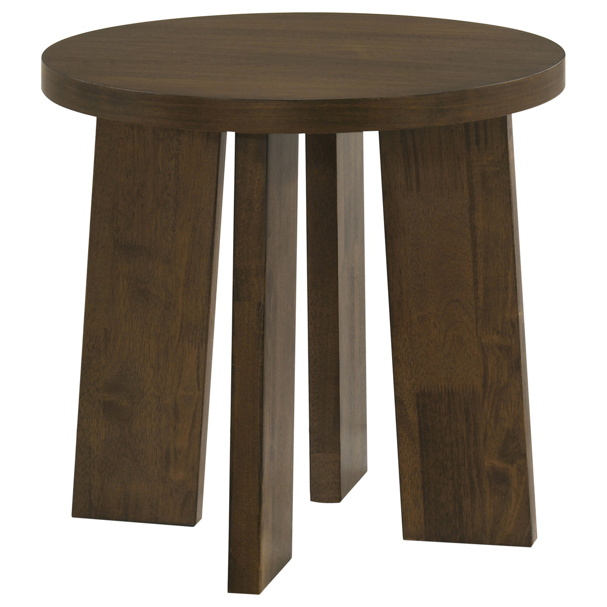 Strouse Contemporary Round End Table in Dark Walnut