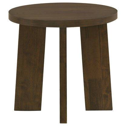Strouse Contemporary Round End Table in Dark Walnut