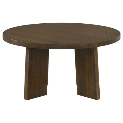 Strouse Contemporary Round Coffee Table in Dark Walnut