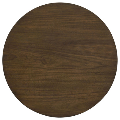 Strouse Contemporary Round End Table in Dark Walnut