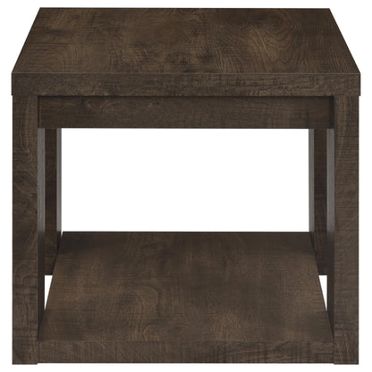 Pavone Transitional Square End Table with Lower Shelf Dark Rustic Mango