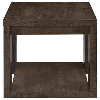 Pavone Transitional Square End Table with Lower Shelf Dark Rustic Mango