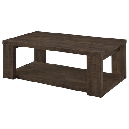 Pavone Rectangular Coffee Table with Open Lower Shelf Dark Rustic Mango