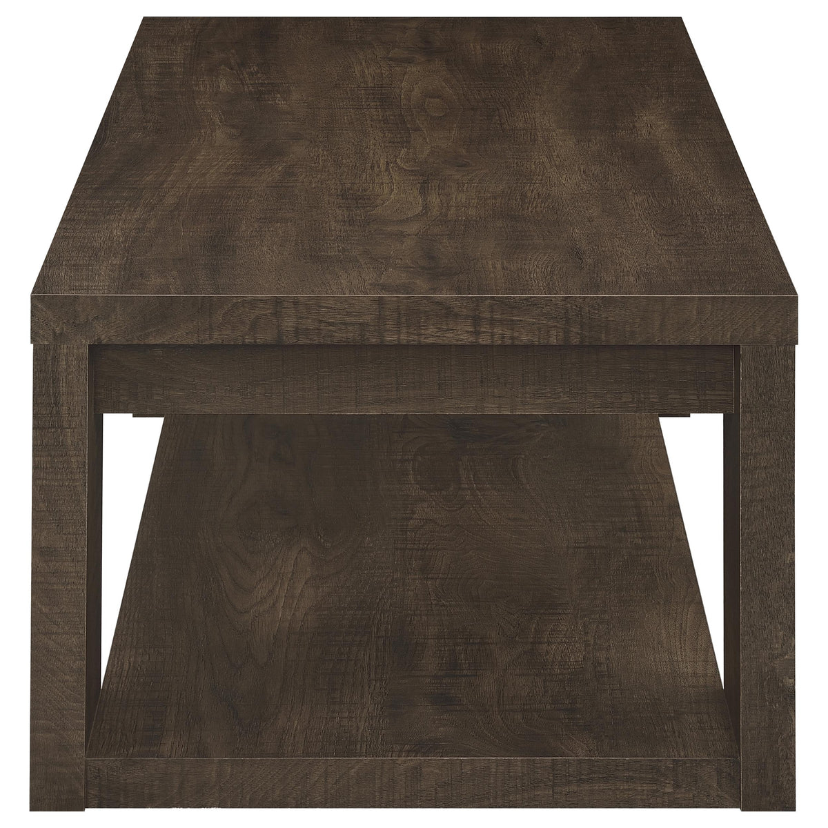 Pavone Rectangular Coffee Table with Open Lower Shelf Dark Rustic Mango