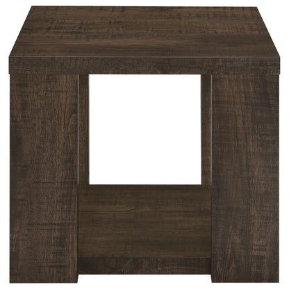 Pavone 2-Piece Coffee and End Table Set with Open Shelves Dark Rustic Mango