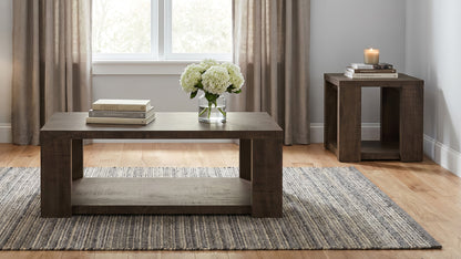 Pavone Rectangular Coffee Table with Open Lower Shelf Dark Rustic Mango