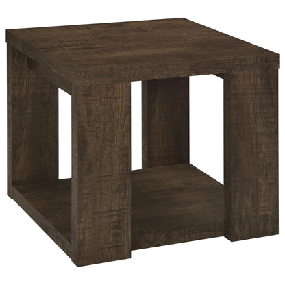 Pavone 3-Piece Coffee and End Table Set with Open Shelves Dark Rustic Mango