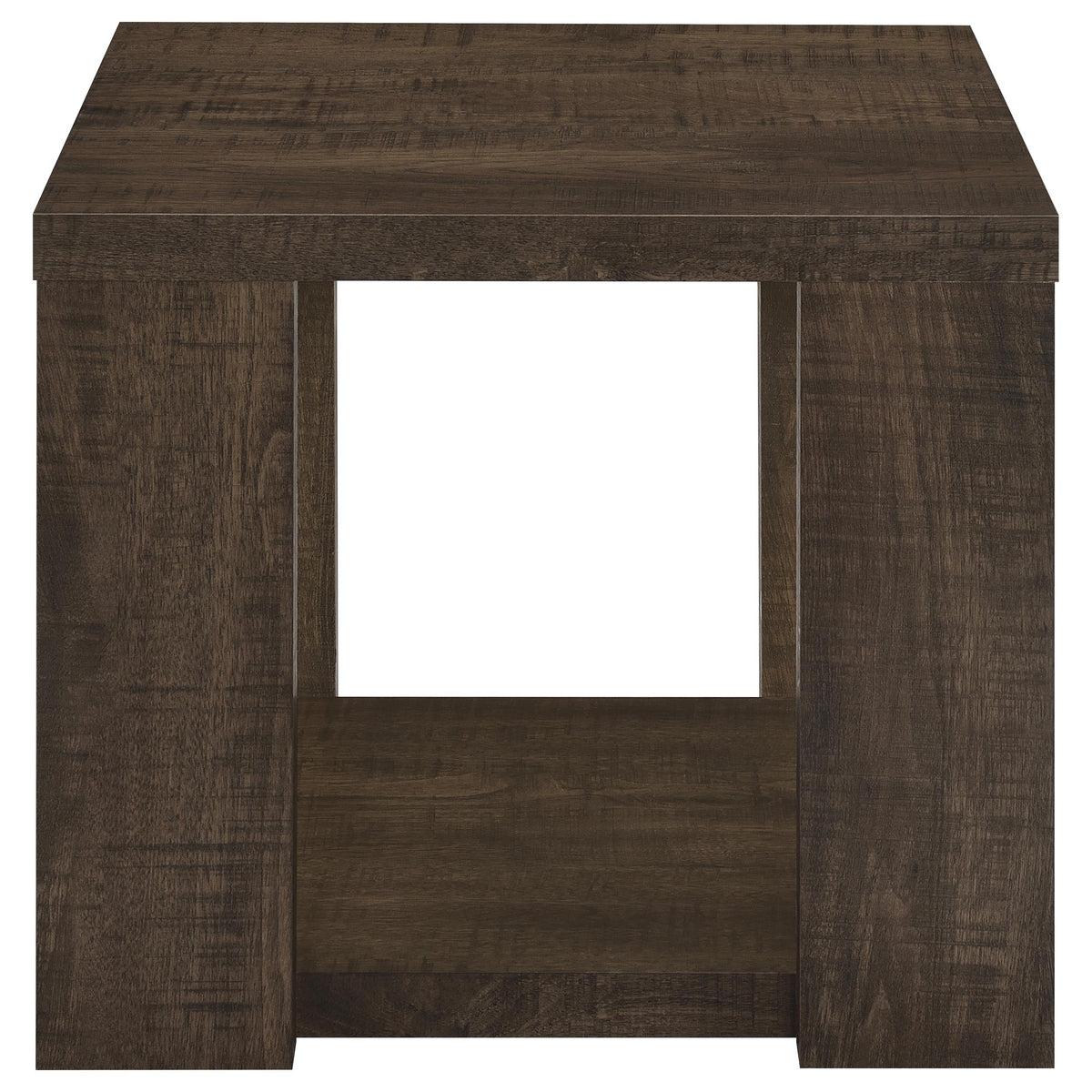 Pavone 3-Piece Coffee and End Table Set with Open Shelves Dark Rustic Mango