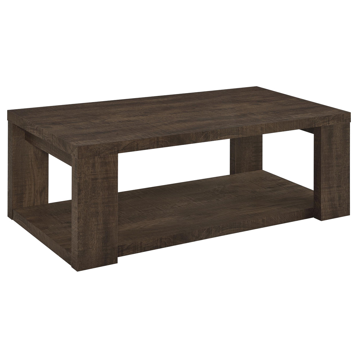 Pavone 3-Piece Coffee and End Table Set with Open Shelves Dark Rustic Mango