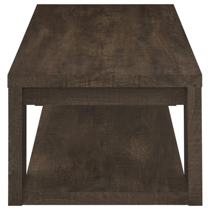 Pavone 2-Piece Coffee and End Table Set with Open Shelves Dark Rustic Mango