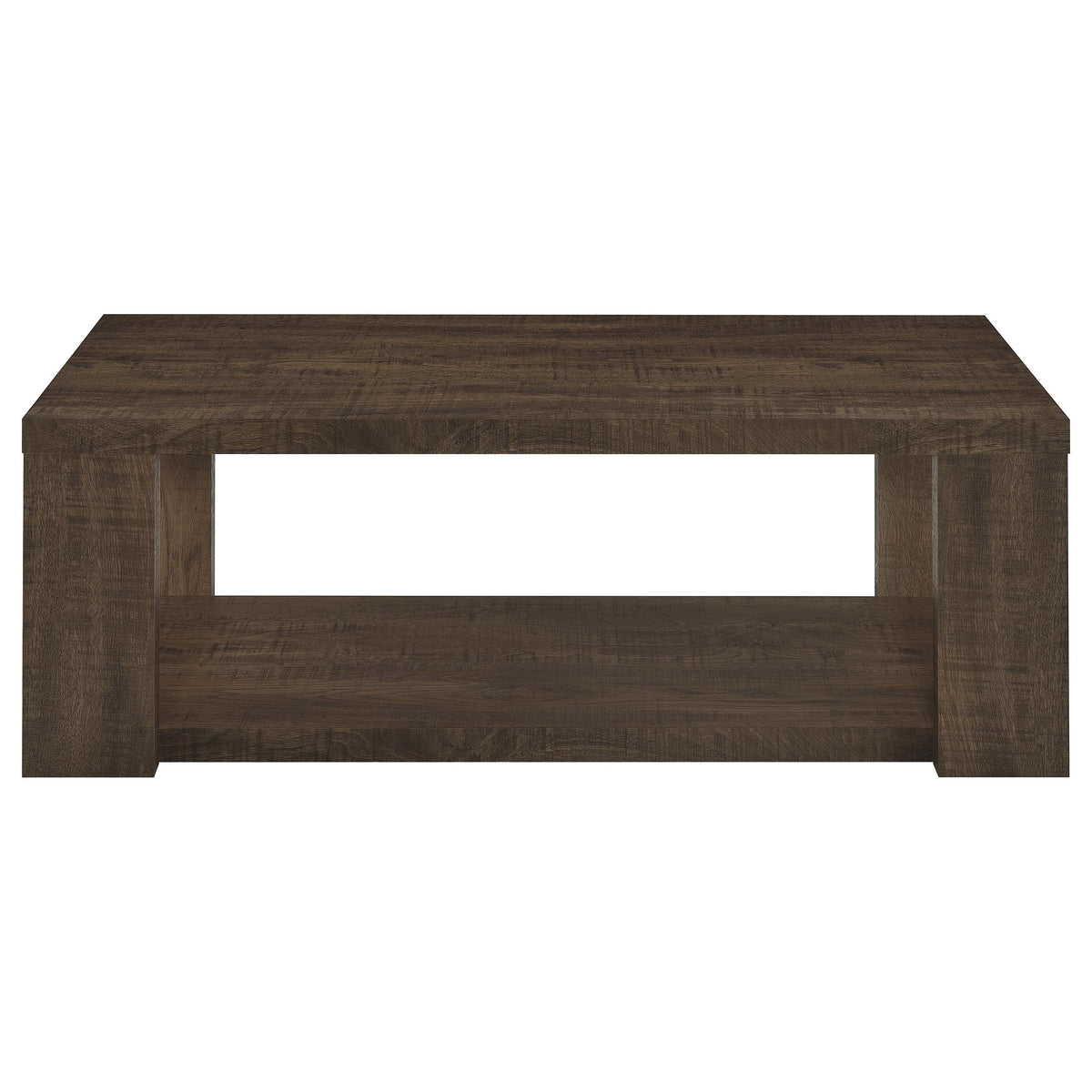 Pavone 3-Piece Coffee and End Table Set with Open Shelves Dark Rustic Mango