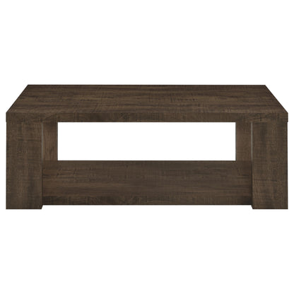Pavone 3-Piece Coffee and End Table Set with Open Shelves Dark Rustic Mango