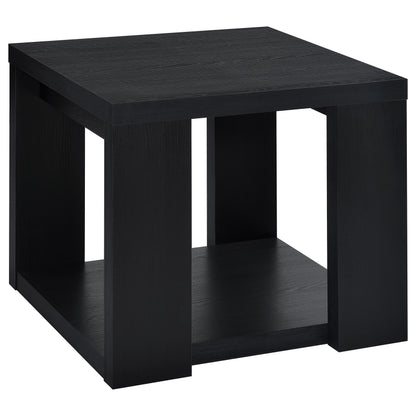 Pavone Transitional Square Storage End Table with Open Lower Shelf Black