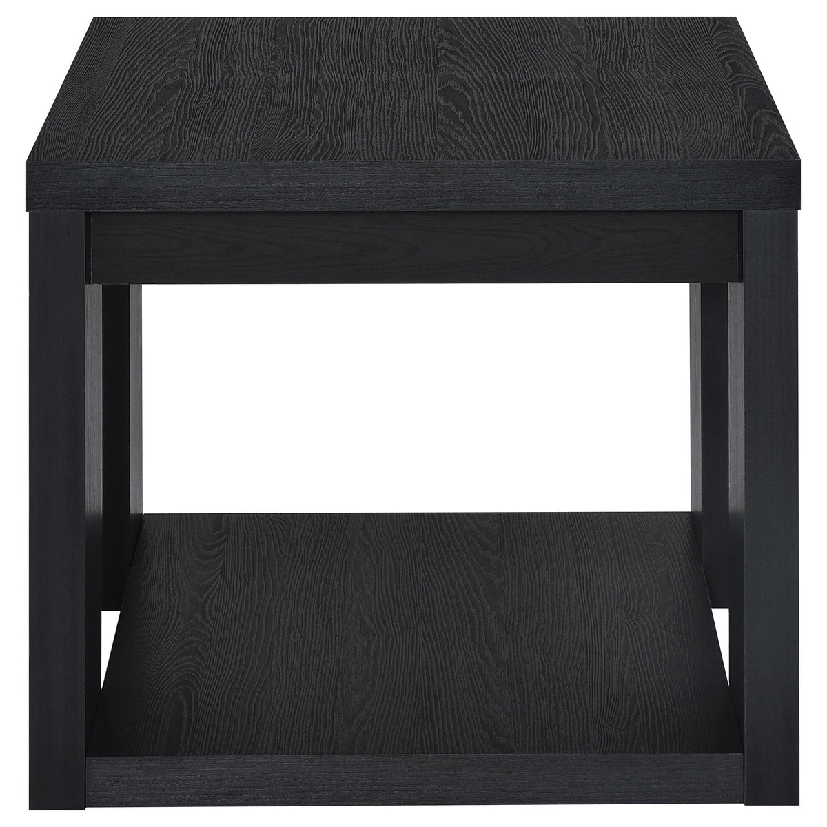 Pavone Transitional Square Storage End Table with Open Lower Shelf Black
