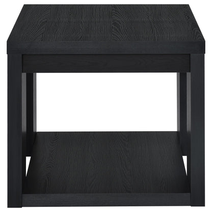 Pavone Transitional Square Storage End Table with Open Lower Shelf Black