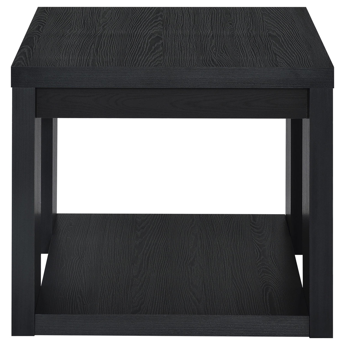 Pavone Transitional Square Storage End Table with Open Lower Shelf Black