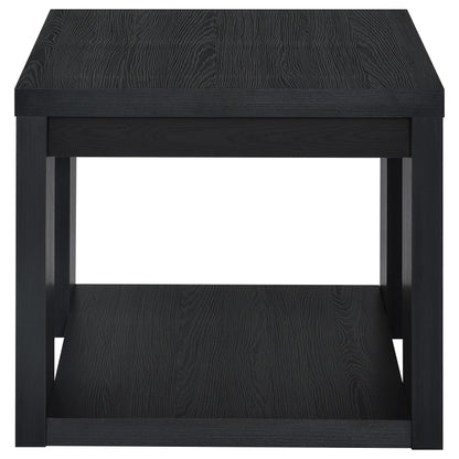 Pavone Transitional Square Storage End Table with Open Lower Shelf Black