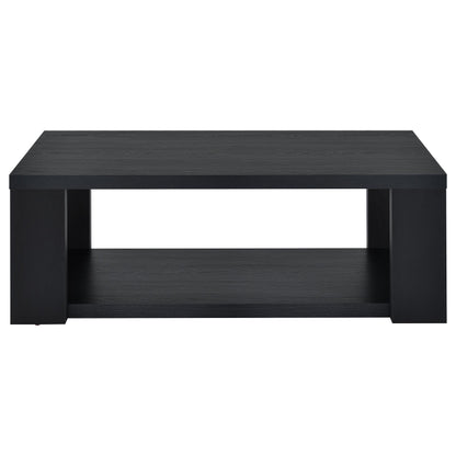 Pavone Transitional Rectangular Coffee Table with Open Lower Shelf Black